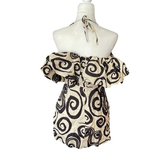 NWT Anthropologie The Wolf Gang Mirador Tan Linen Mini Dress Swirl SZ 6 - Picture 7 of 16